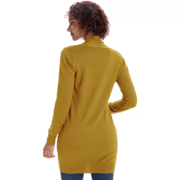 GRACE KARIN Women Open Front Cardigan Sweaters Pockets Long Sleeve ShrugsMustard