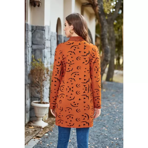 GRACE KARIN Women Open Front Cardigan Sweaters Pockets Long Sleeve ShrugsPumpkin