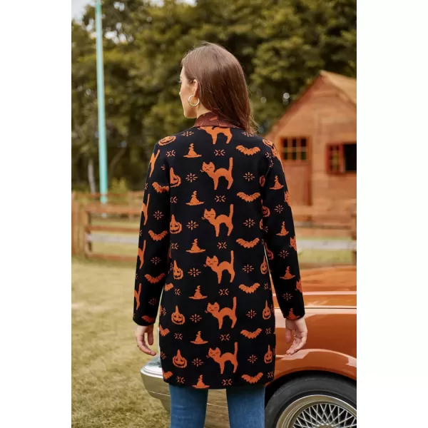 GRACE KARIN Women Open Front Cardigan Sweaters Pockets Long Sleeve ShrugsPumpkin Smile