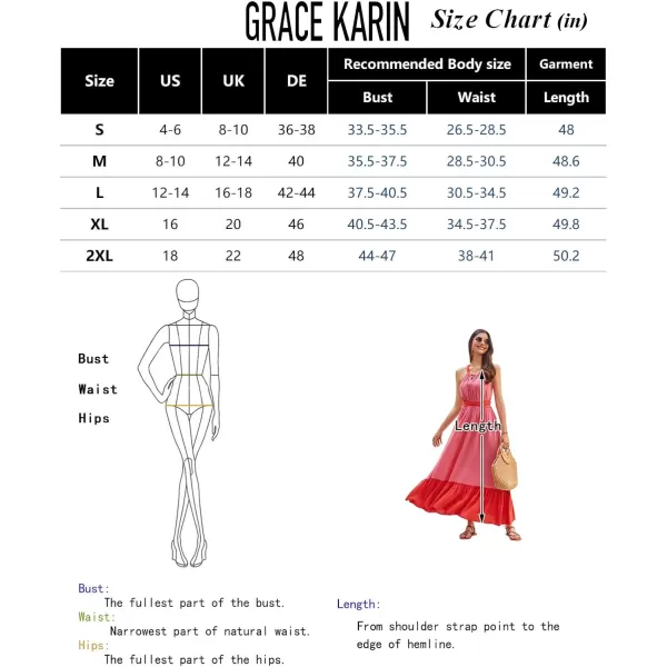 GRACE KARIN Women Patchwork Aline Dress 2024 Casual Summer Vacation Halter V Neck Cross Back Max DressOrange