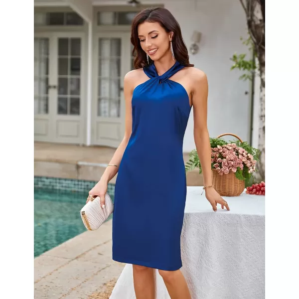 GRACE KARIN Women Sequin Dress Sleeveless Sparkly Glitter Halter Dress Bodycon Mini Club DressesBlue Greensatin