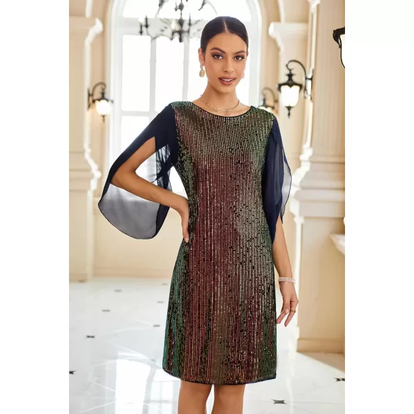 GRACE KARIN Women Sequin Dresses Shiny Sparkly Cocktail Party DressesBlue Green Sequin