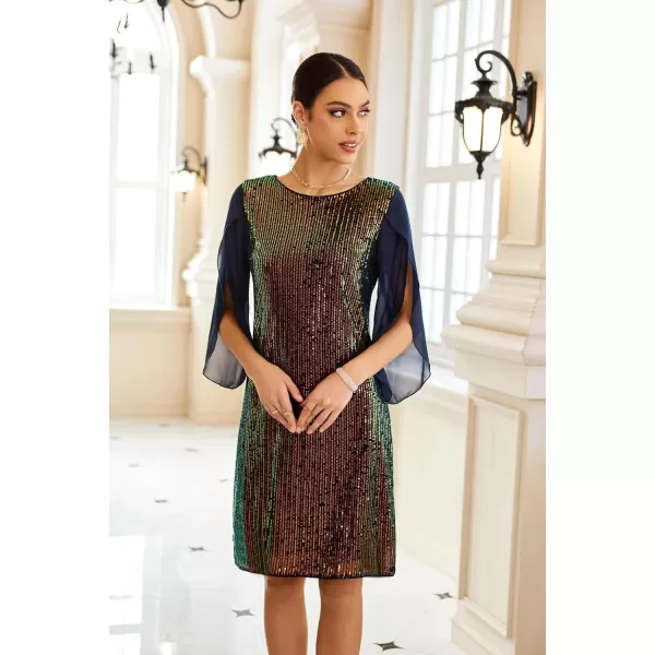 GRACE KARIN Women Sequin Dresses Shiny Sparkly Cocktail Party DressesBlue Green Sequin