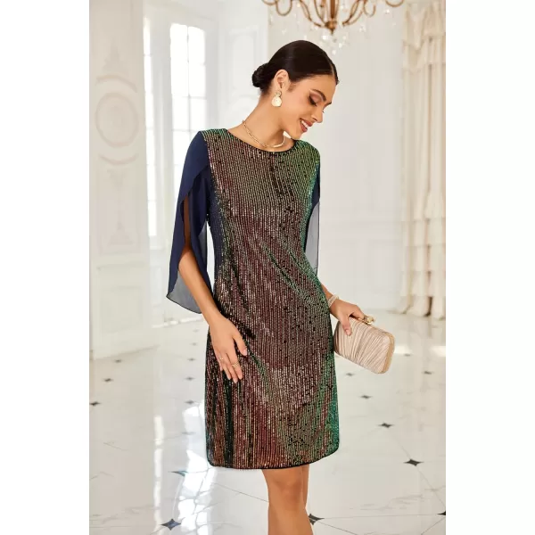 GRACE KARIN Women Sequin Dresses Shiny Sparkly Cocktail Party DressesBlue Green Sequin