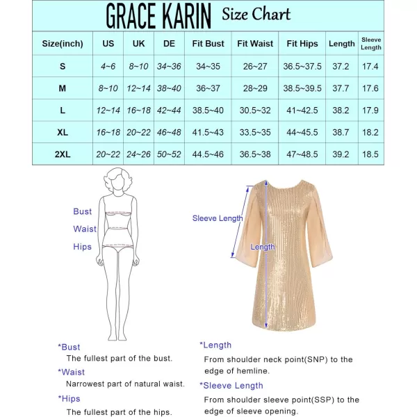 GRACE KARIN Women Sequin Dresses Shiny Sparkly Cocktail Party DressesChampagne Gold Sequin