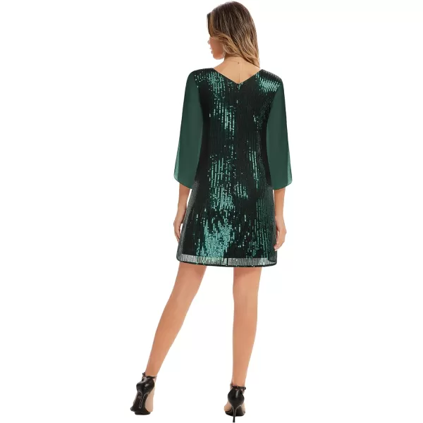 GRACE KARIN Women Sequin Dresses Shiny Sparkly Cocktail Party DressesDark Green Sequin