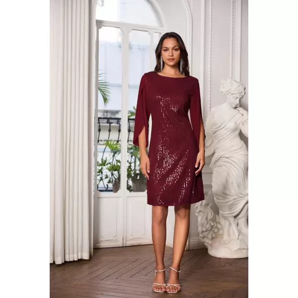 GRACE KARIN Women Sequin Dresses Shiny Sparkly Cocktail Party DressesWine Sequin