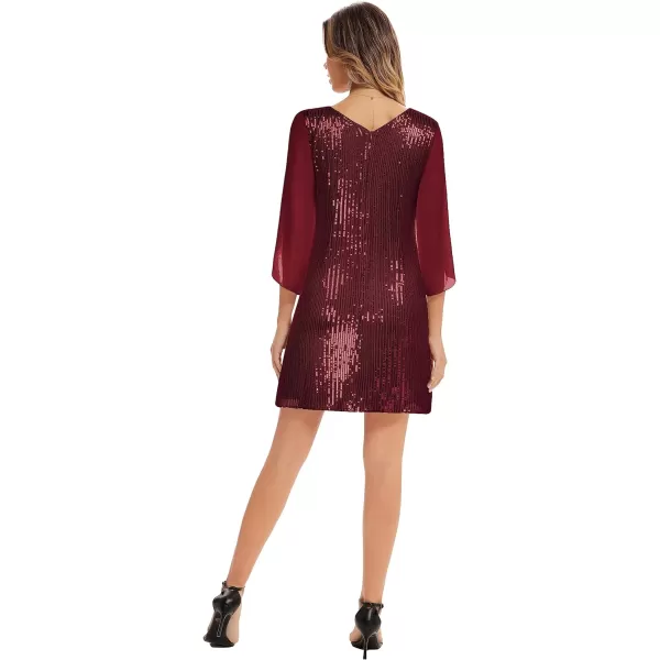 GRACE KARIN Women Sequin Dresses Shiny Sparkly Cocktail Party DressesWine Sequin