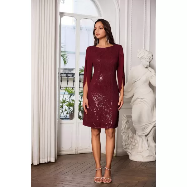 GRACE KARIN Women Sequin Dresses Shiny Sparkly Cocktail Party DressesWine Sequin