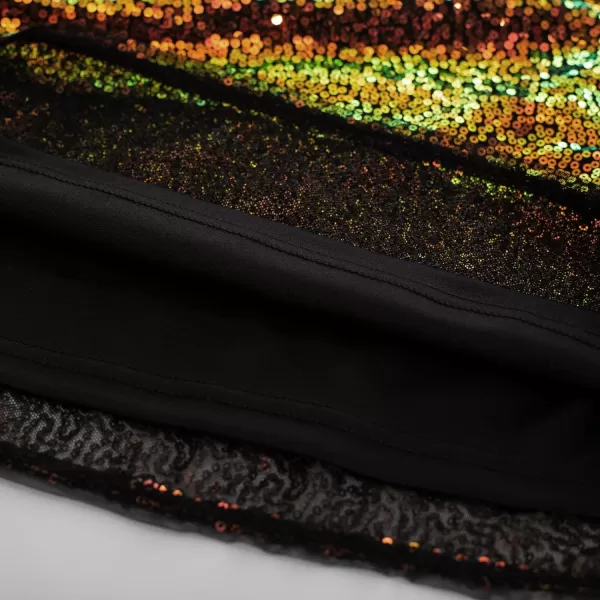 GRACE KARIN Women Sequin Tops Sparkle Short Sleeve Asymmetric OneShoulder Glitter Shirts for Cocktail Club PartyBlack Gold