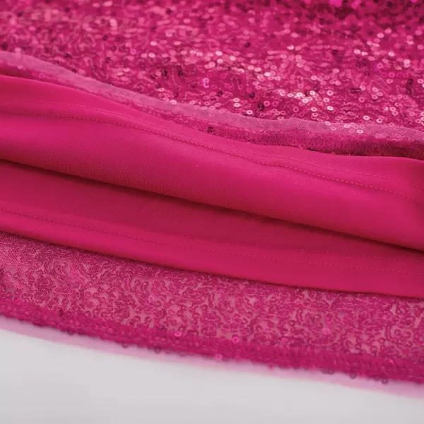 GRACE KARIN Women Sequin Tops Sparkle Short Sleeve Asymmetric OneShoulder Glitter Shirts for Cocktail Club PartyRose Red