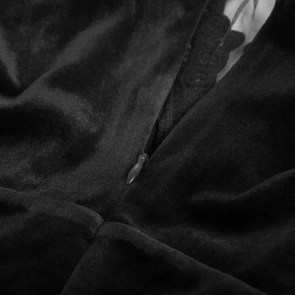 GRACE KARIN Women Sleeveless Lace Patchwork Deep VNeck A Line Flared Party DressBlackvelvet