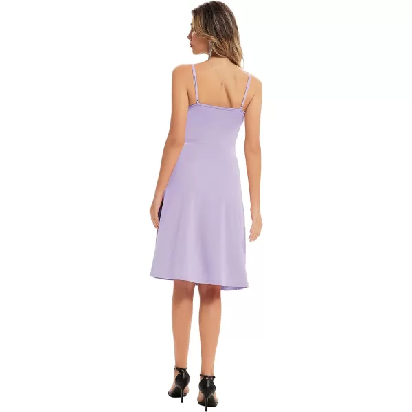 GRACE KARIN Women Sleeveless Lace Patchwork Deep VNeck A Line Flared Party DressLight Purplesleeveless