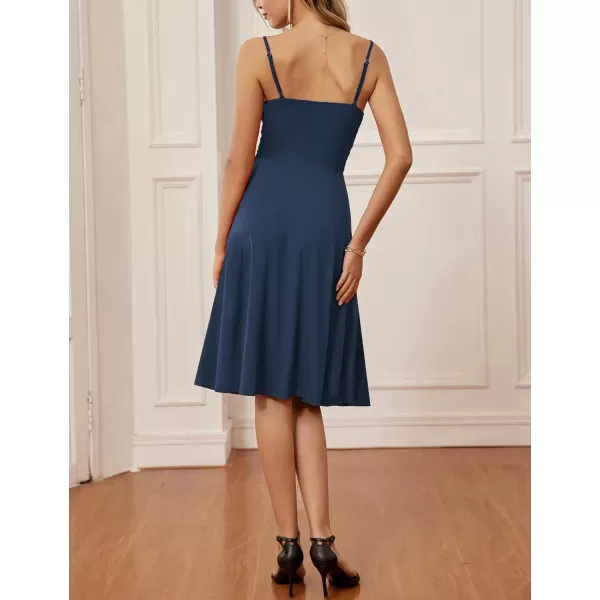 GRACE KARIN Women Sleeveless Lace Patchwork Deep VNeck A Line Flared Party DressNavysleeveless