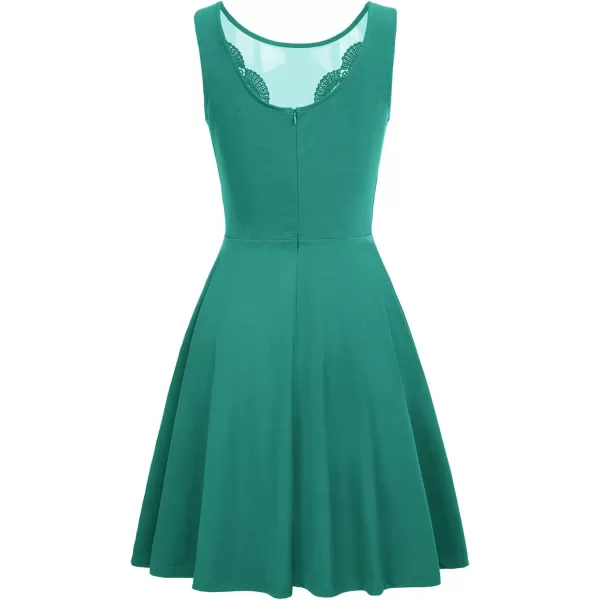 GRACE KARIN Women Sleeveless Lace Patchwork Deep VNeck A Line Flared Party DressOcean Floor