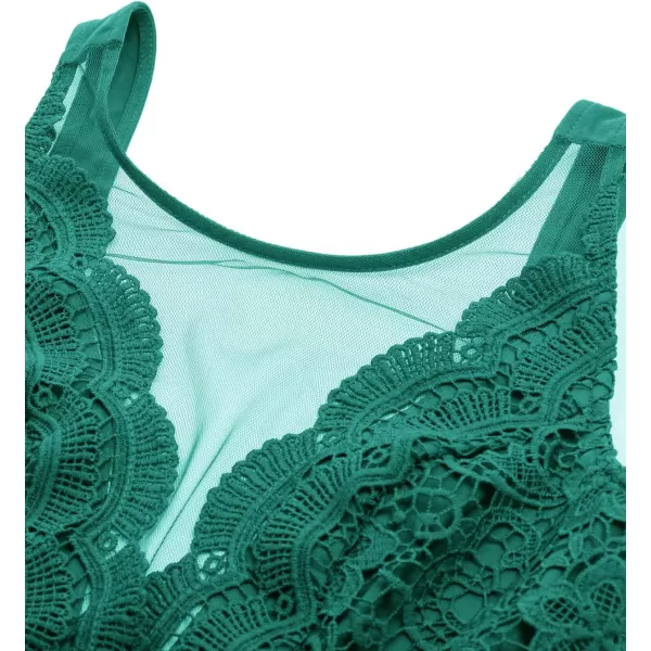 GRACE KARIN Women Sleeveless Lace Patchwork Deep VNeck A Line Flared Party DressOcean Floor