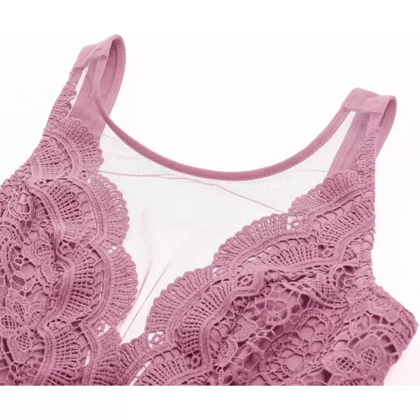 GRACE KARIN Women Sleeveless Lace Patchwork Deep VNeck A Line Flared Party DressPurple