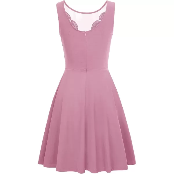 GRACE KARIN Women Sleeveless Lace Patchwork Deep VNeck A Line Flared Party DressPurple