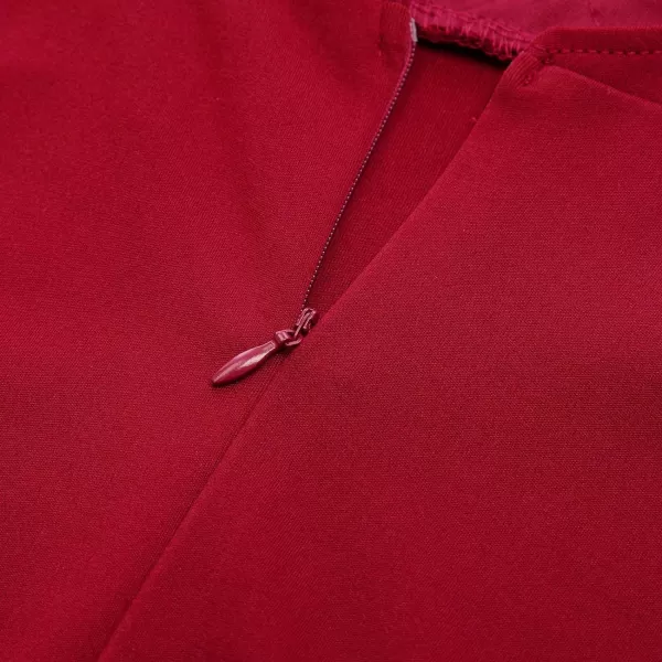 GRACE KARIN Women Sleeveless Lace Patchwork Deep VNeck A Line Flared Party DressRed