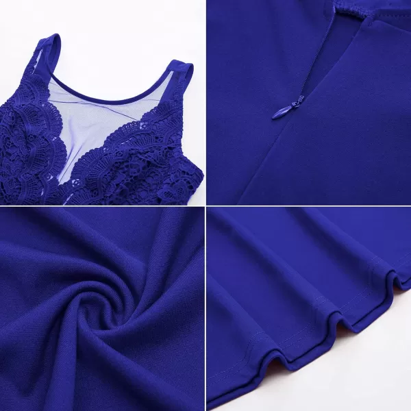 GRACE KARIN Women Sleeveless Lace Patchwork Deep VNeck A Line Flared Party DressRoyal Blue