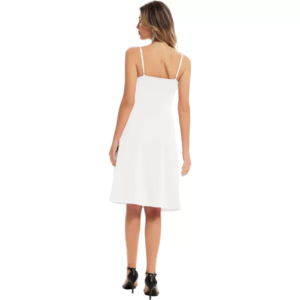 GRACE KARIN Women Sleeveless Lace Patchwork Deep VNeck A Line Flared Party DressWhitesleeveless