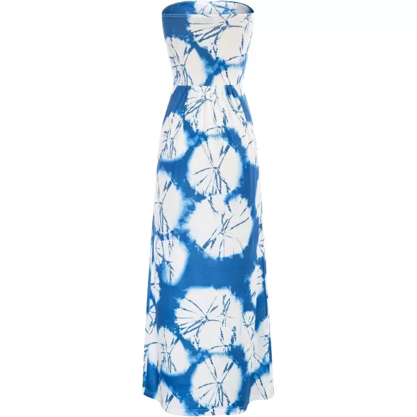 GRACE KARIN Women Strapless Casual Loose Ruched Long Maxi Dress with PocketsFloral Tie Dye