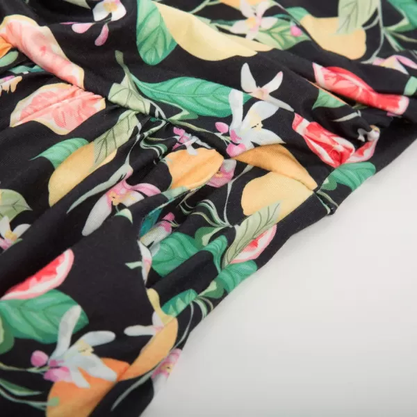 GRACE KARIN Women Strapless Casual Loose Ruched Long Maxi Dress with PocketsFruit Flower