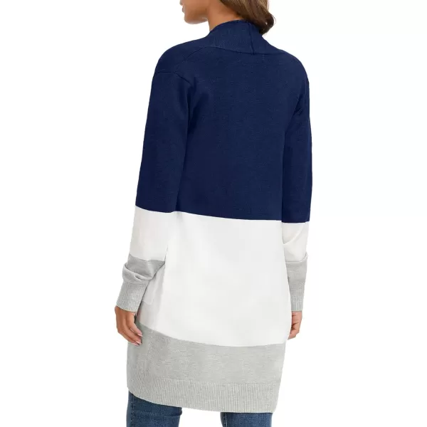 GRACE KARIN Women Striped Long Sleeve Open Cardigan Sweaters Coat with PocketsBlock Color1