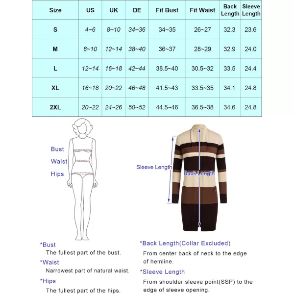 GRACE KARIN Women Striped Long Sleeve Open Cardigan Sweaters Coat with PocketsColorblock14