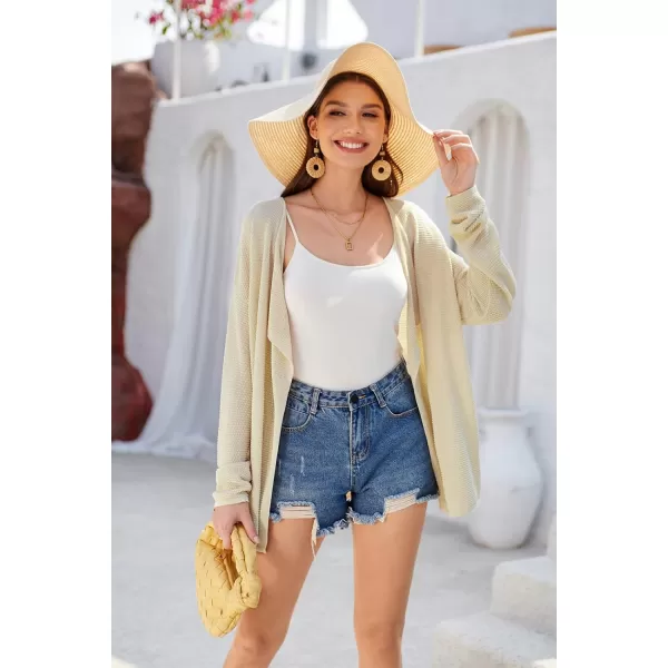 GRACE KARIN Women Summer Oversized Cardigan 2024 Semi Sheer Beach Swimwear Batwing Sleeve Cover UpsApricot