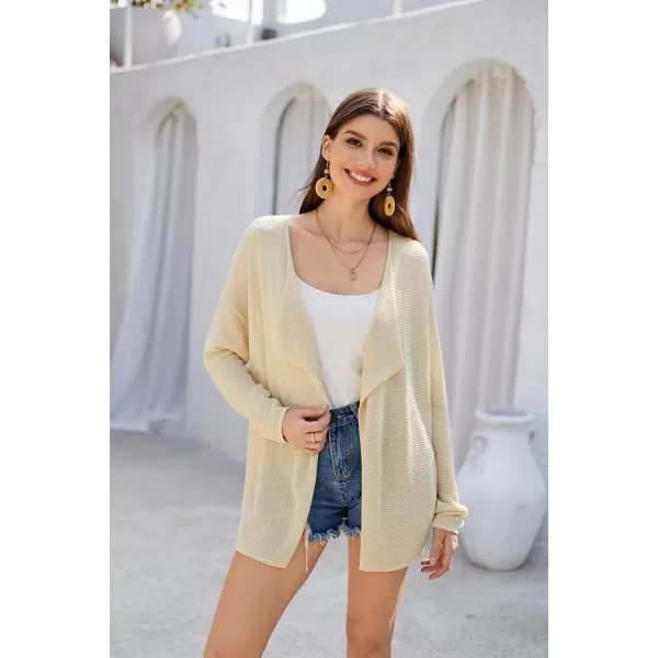 GRACE KARIN Women Summer Oversized Cardigan 2024 Semi Sheer Beach Swimwear Batwing Sleeve Cover UpsApricot