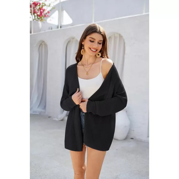 GRACE KARIN Women Summer Oversized Cardigan 2024 Semi Sheer Beach Swimwear Batwing Sleeve Cover UpsBlack