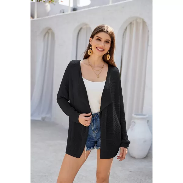 GRACE KARIN Women Summer Oversized Cardigan 2024 Semi Sheer Beach Swimwear Batwing Sleeve Cover UpsBlack
