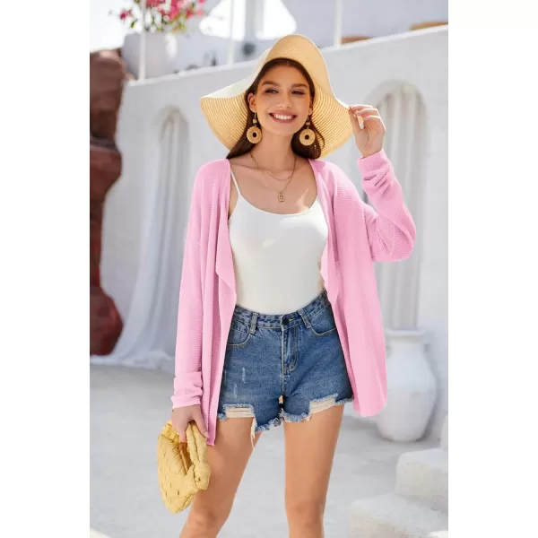 GRACE KARIN Women Summer Oversized Cardigan 2024 Semi Sheer Beach Swimwear Batwing Sleeve Cover UpsPink