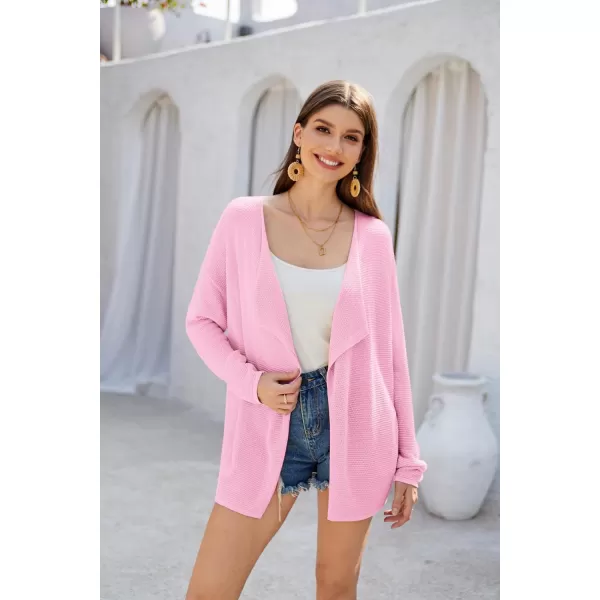 GRACE KARIN Women Summer Oversized Cardigan 2024 Semi Sheer Beach Swimwear Batwing Sleeve Cover UpsPink