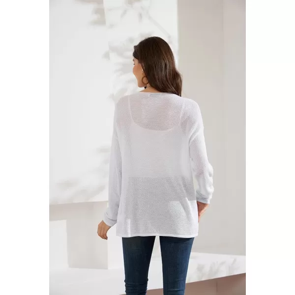 GRACE KARIN Women Summer Oversized Cardigan 2024 Semi Sheer Beach Swimwear Batwing Sleeve Cover UpsWhite