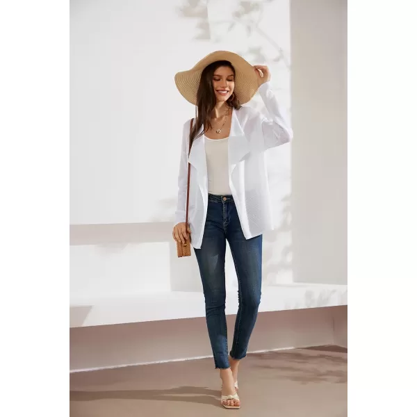 GRACE KARIN Women Summer Oversized Cardigan 2024 Semi Sheer Beach Swimwear Batwing Sleeve Cover UpsWhite