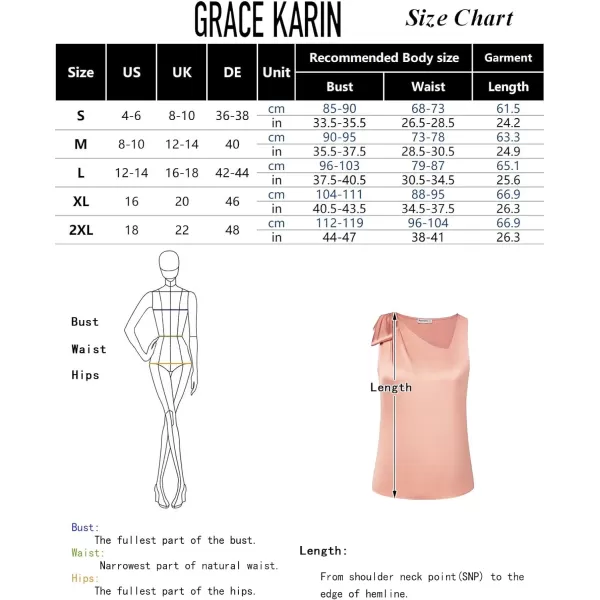 GRACE KARIN Women Summer Satin Tops Sleeveless V Neck BlousePink