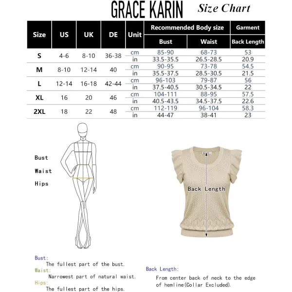 GRACE KARIN Women Summer Sweater Vest Shirt Sleeveless Crew Neck Ruffle Knit Crochet Tank TopApricot