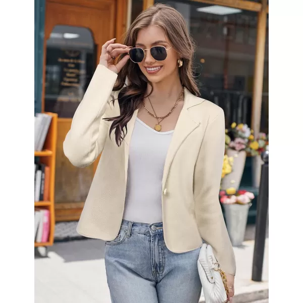 GRACE KARIN Women Sweater Blazer Casual Work Croppped Cardigan Lightweight Button Front Short Knit Blazer Jacket SXXLApricot