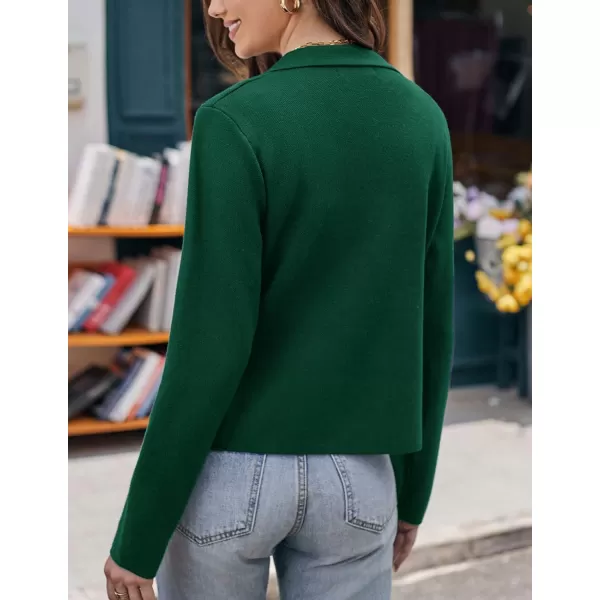 GRACE KARIN Women Sweater Blazer Casual Work Croppped Cardigan Lightweight Button Front Short Knit Blazer Jacket SXXLGreen