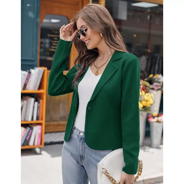 GRACE KARIN Women Sweater Blazer Casual Work Croppped Cardigan Lightweight Button Front Short Knit Blazer Jacket SXXLGreen