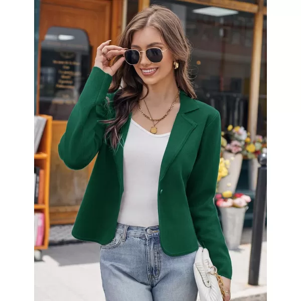 GRACE KARIN Women Sweater Blazer Casual Work Croppped Cardigan Lightweight Button Front Short Knit Blazer Jacket SXXLGreen