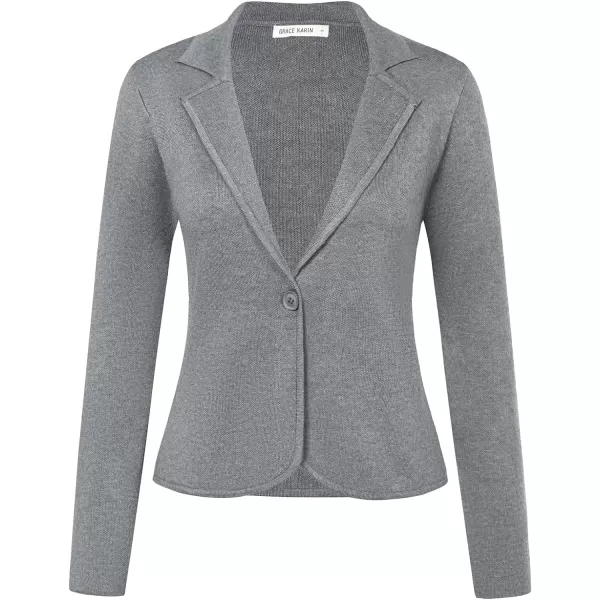 GRACE KARIN Women Sweater Blazer Casual Work Croppped Cardigan Lightweight Button Front Short Knit Blazer Jacket SXXLLight Grey