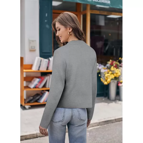 GRACE KARIN Women Sweater Blazer Casual Work Croppped Cardigan Lightweight Button Front Short Knit Blazer Jacket SXXLLight Grey