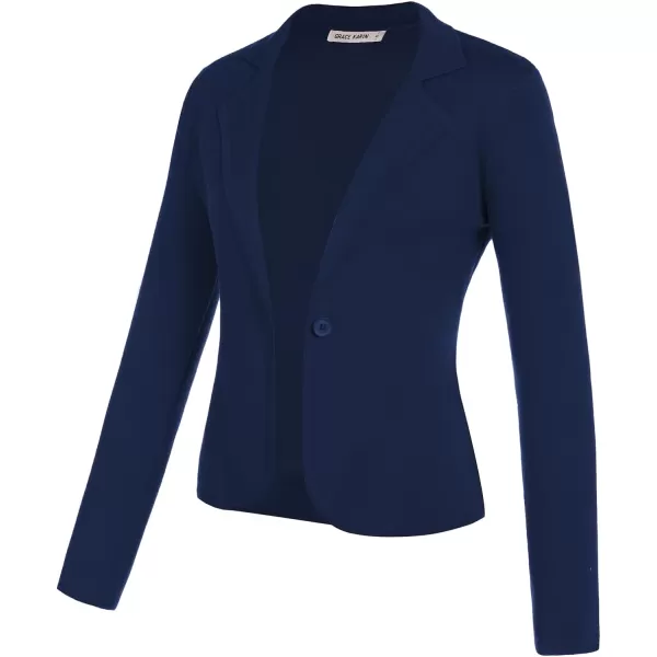 GRACE KARIN Women Sweater Blazer Casual Work Croppped Cardigan Lightweight Button Front Short Knit Blazer Jacket SXXLNavy Blue