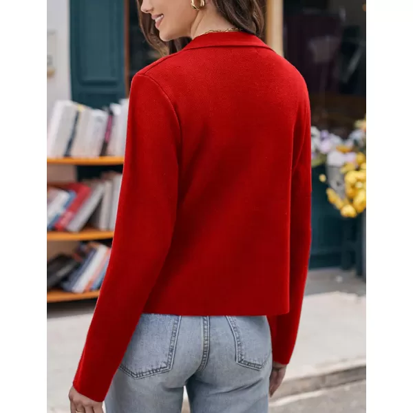 GRACE KARIN Women Sweater Blazer Casual Work Croppped Cardigan Lightweight Button Front Short Knit Blazer Jacket SXXLRed