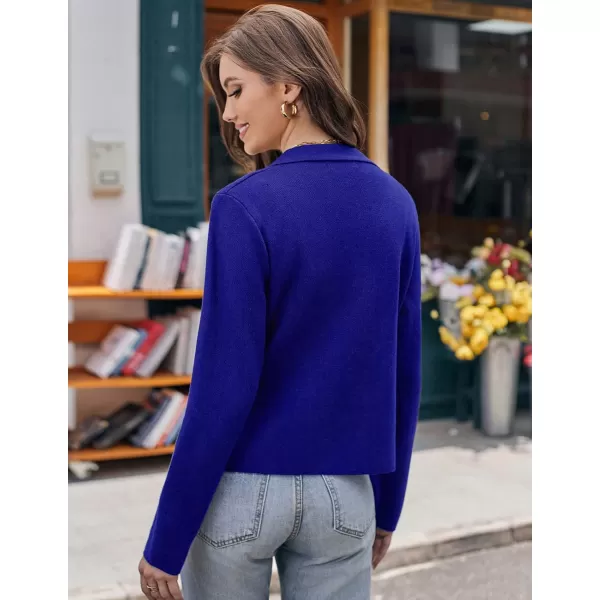 GRACE KARIN Women Sweater Blazer Casual Work Croppped Cardigan Lightweight Button Front Short Knit Blazer Jacket SXXLRoyal Blue