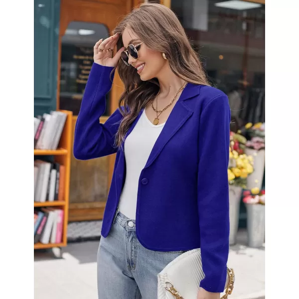 GRACE KARIN Women Sweater Blazer Casual Work Croppped Cardigan Lightweight Button Front Short Knit Blazer Jacket SXXLRoyal Blue