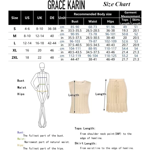 GRACE KARIN Women Two Piece Sweater Knitted Sleeveless Crew Neck Hollowout Backless SetsApricot